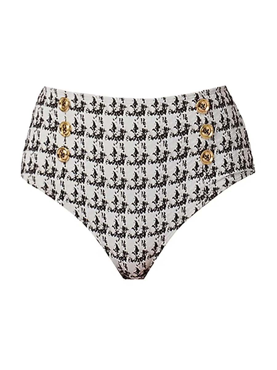 Shoshanna Women's Houndstooth Bikini Bottom - Jet | Image 1 Shoshanna Women's Houndstooth Bikini Bottom - Jet | Image 1