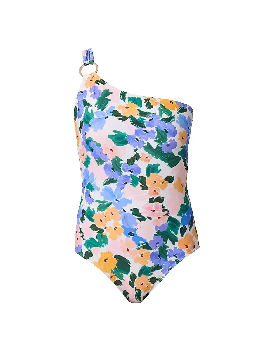 Shoshanna Women's Floral One-Shoulder One-Piece Swimsuit | Image 1 Shoshanna Women's Floral One-Shoulder One-Piece Swimsuit | Image 1