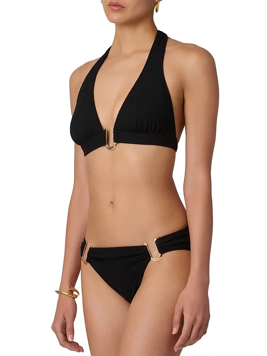 Shoshanna Women's Ring-Detail Halterneck Bikini Top | Thumbnail 3 Shoshanna Women's Ring-Detail Halterneck Bikini Top | Thumbnail 3