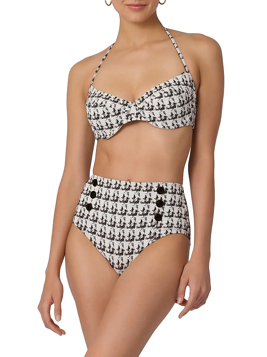 Shoshanna Women's Houndstooth Halterneck Bikini Top | Thumbnail 2 Shoshanna Women's Houndstooth Halterneck Bikini Top | Thumbnail 2