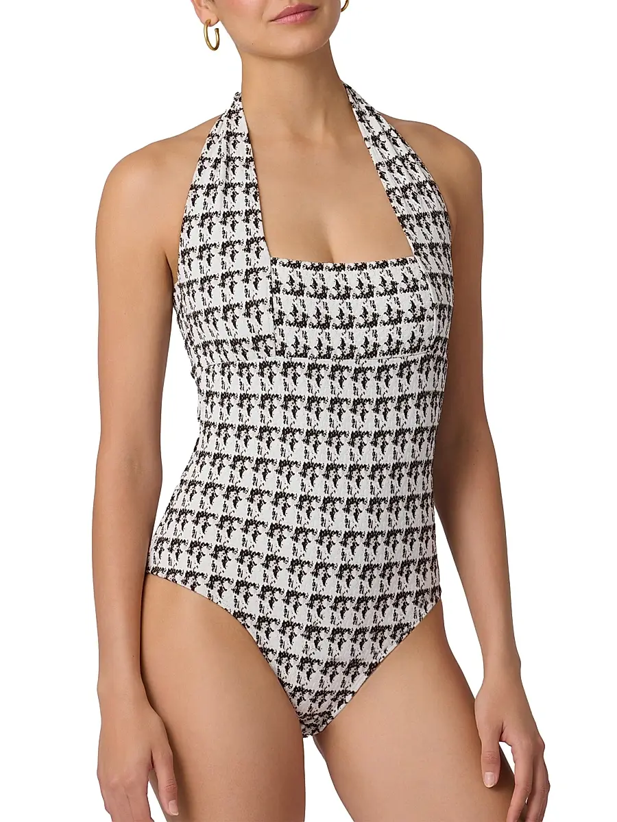 Shoshanna Women's Houndstooth Halterneck One-Piece Swimsuit | Thumbnail 2 Shoshanna Women's Houndstooth Halterneck One-Piece Swimsuit | Thumbnail 2