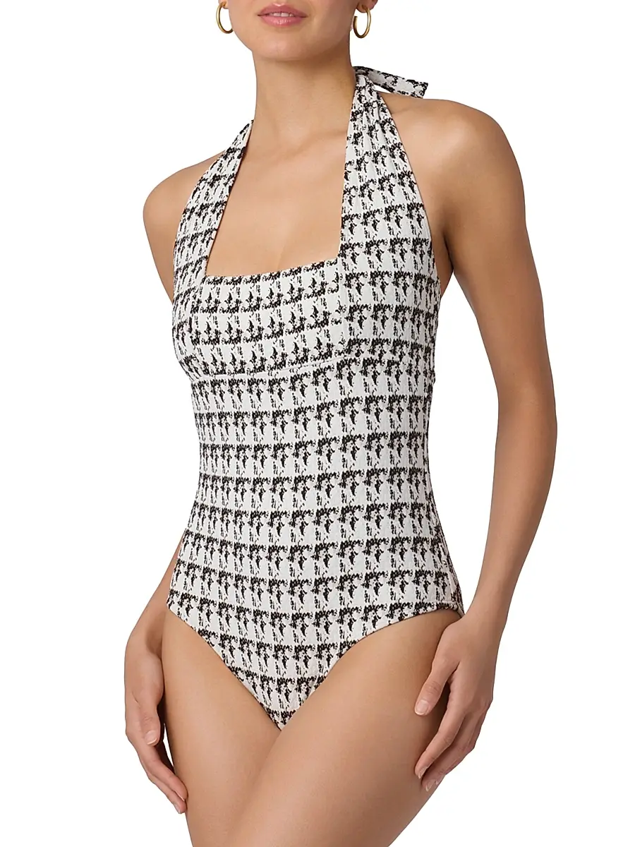 Shoshanna Women's Houndstooth Halterneck One-Piece Swimsuit | Thumbnail 3 Shoshanna Women's Houndstooth Halterneck One-Piece Swimsuit | Thumbnail 3