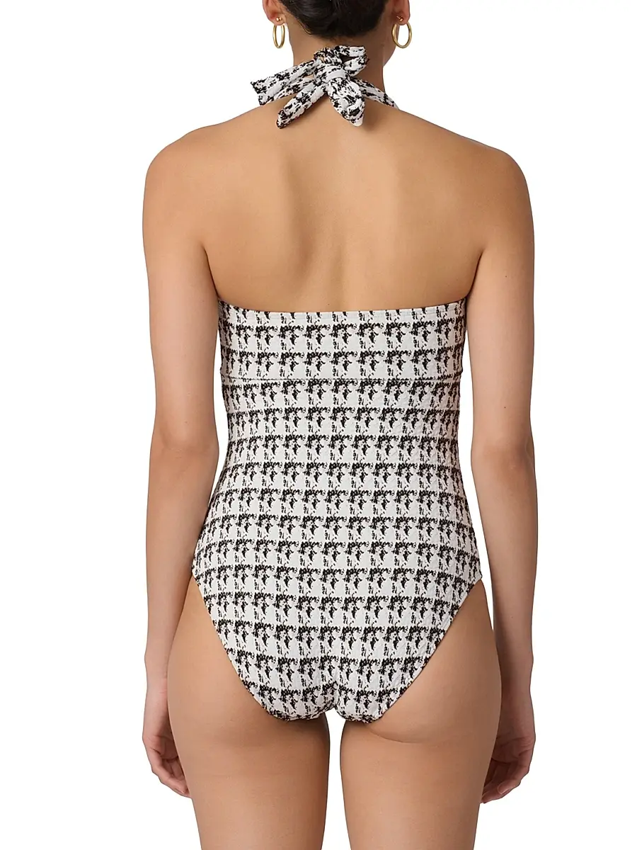 Shoshanna Women's Houndstooth Halterneck One-Piece Swimsuit | Thumbnail 4 Shoshanna Women's Houndstooth Halterneck One-Piece Swimsuit | Thumbnail 4