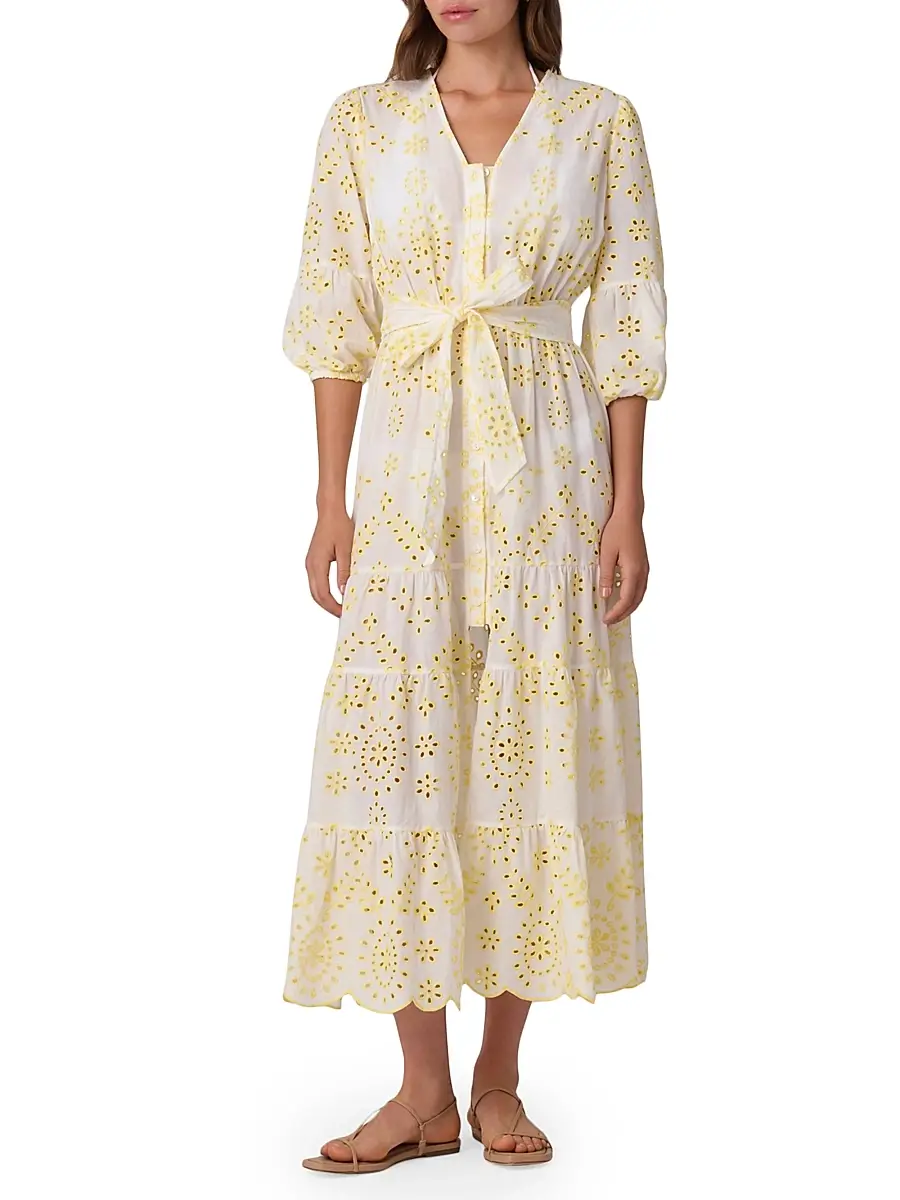 Shoshanna Women's Santorini Broderie Anglaise Cotton Maxi-Dress | Thumbnail 2