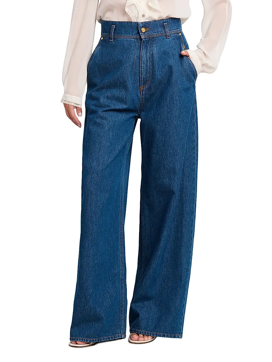 Alberta Ferretti Women's High-Waisted Wide-Leg Jeans | Thumbnail 3