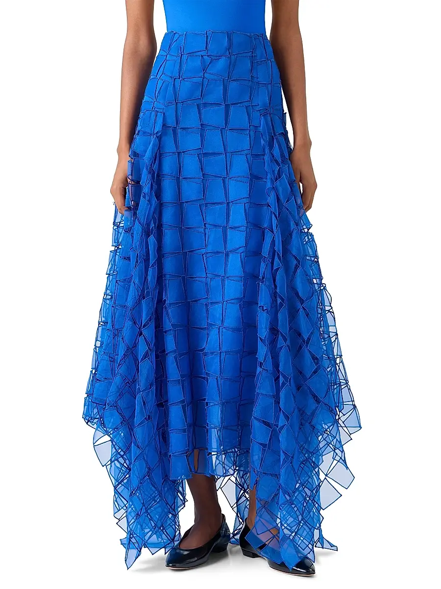 Akris Women's Organza Silk Trapazoid-Embroidered Maxi Skirt | Thumbnail 2