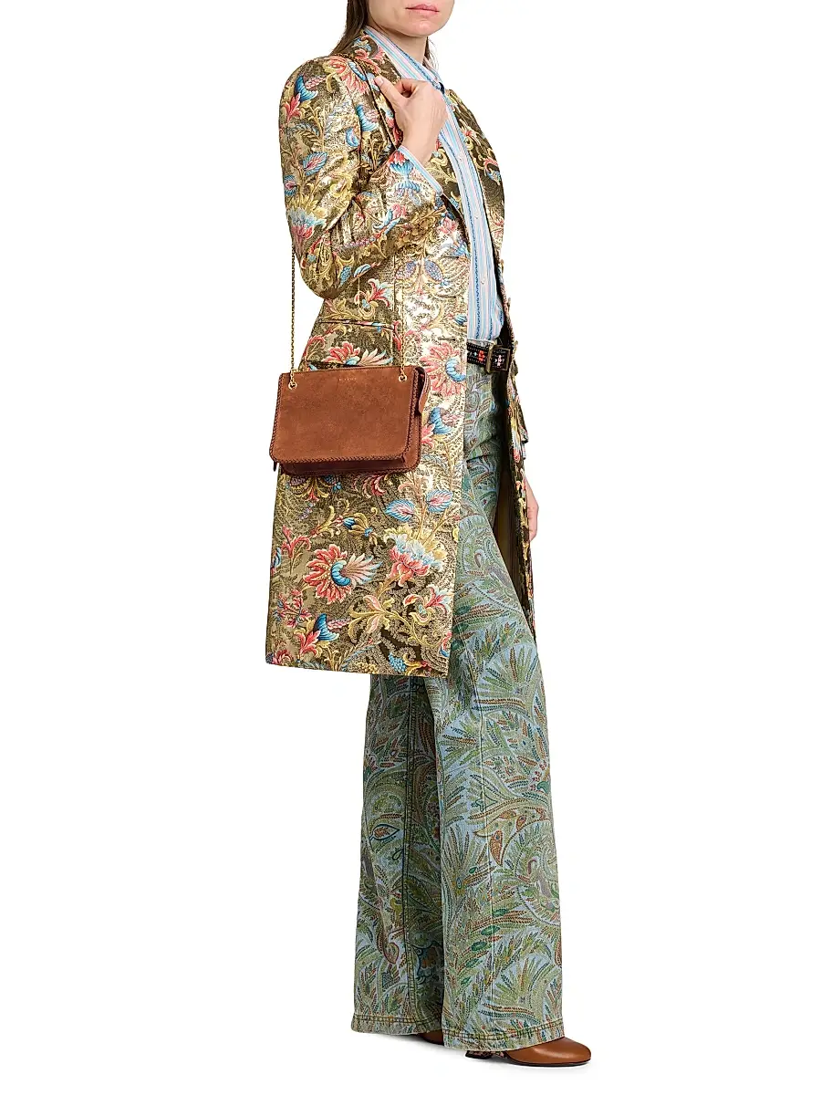 Etro Women's Pelle Unita Convertible Suede Clutch Crossbody Bag - Brown | Thumbnail 3