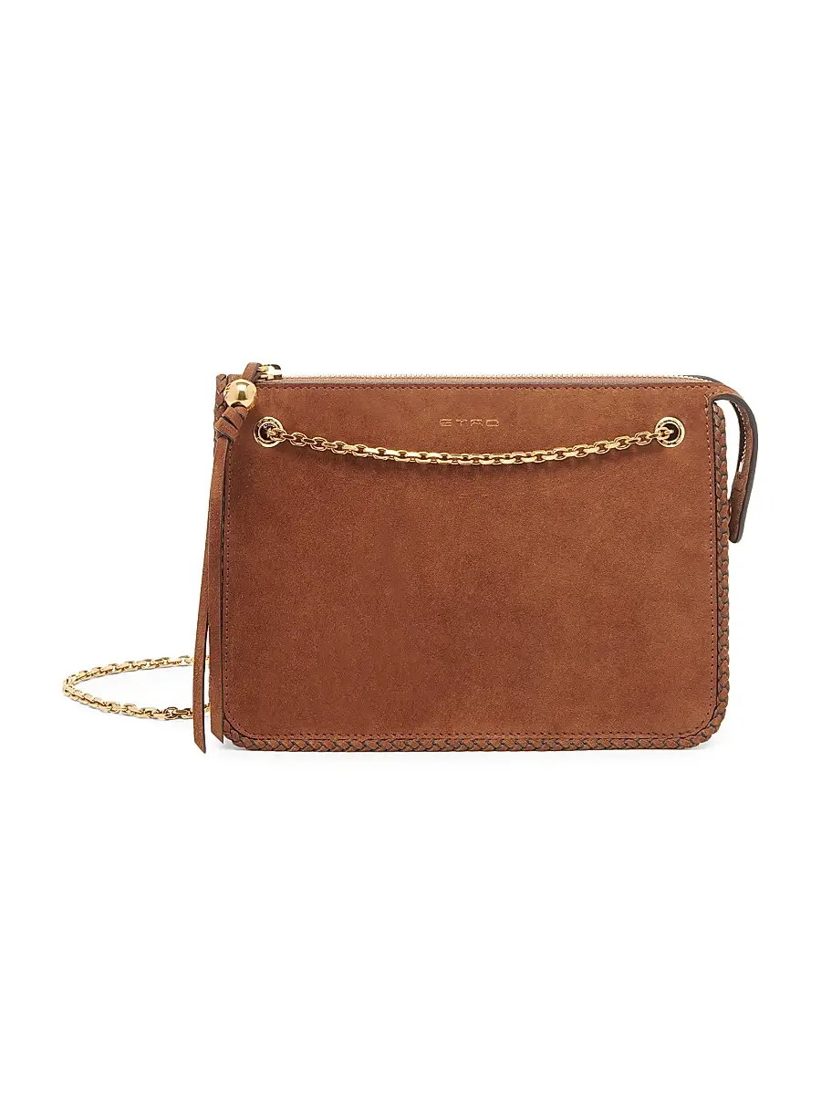 Etro Women's Pelle Unita Convertible Suede Clutch Crossbody Bag - Brown | Image 1 Etro Women's Pelle Unita Convertible Suede Clutch Crossbody Bag - Brown | Image 1
