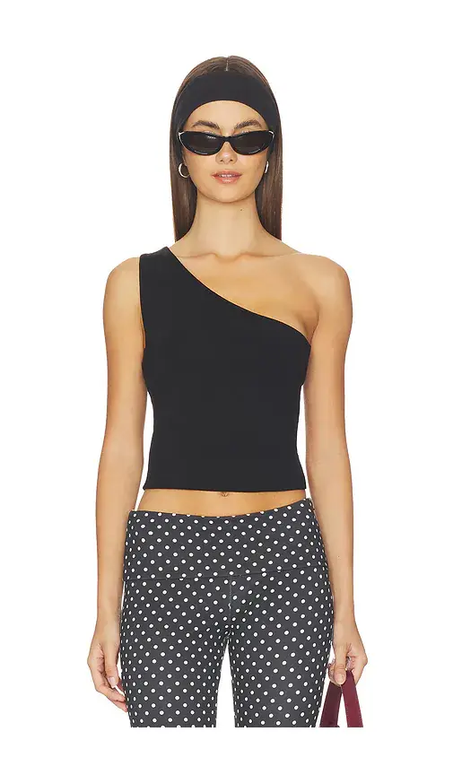 Good American Super Stretch One Shoulder Tank Top | Image 1 Good American Super Stretch One Shoulder Tank Top | Image 1