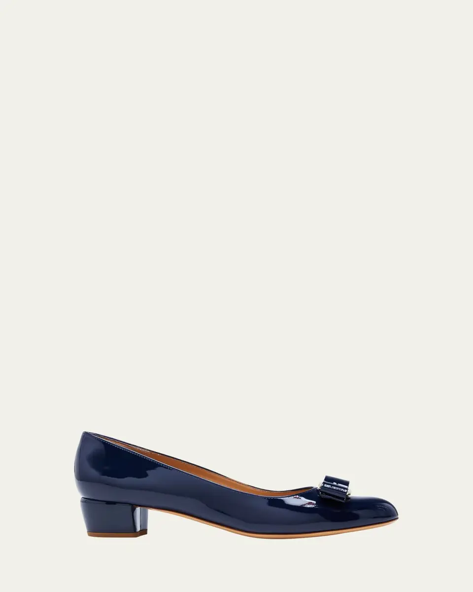 Ferragamo Vara Bow Leather Low Pumps | Thumbnail 3