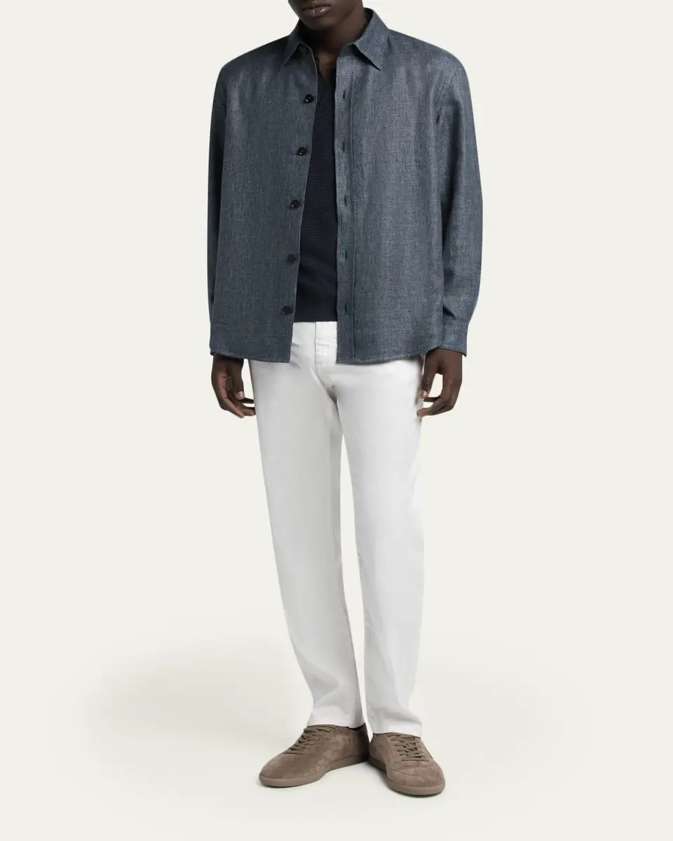 Zegna Men's Cashmere Linen and Silk Overshirt | Thumbnail 2 Zegna Men's Cashmere Linen and Silk Overshirt | Thumbnail 2