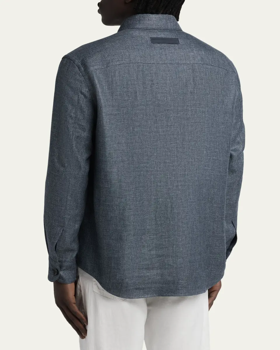 Zegna Men's Cashmere Linen and Silk Overshirt | Thumbnail 3 Zegna Men's Cashmere Linen and Silk Overshirt | Thumbnail 3