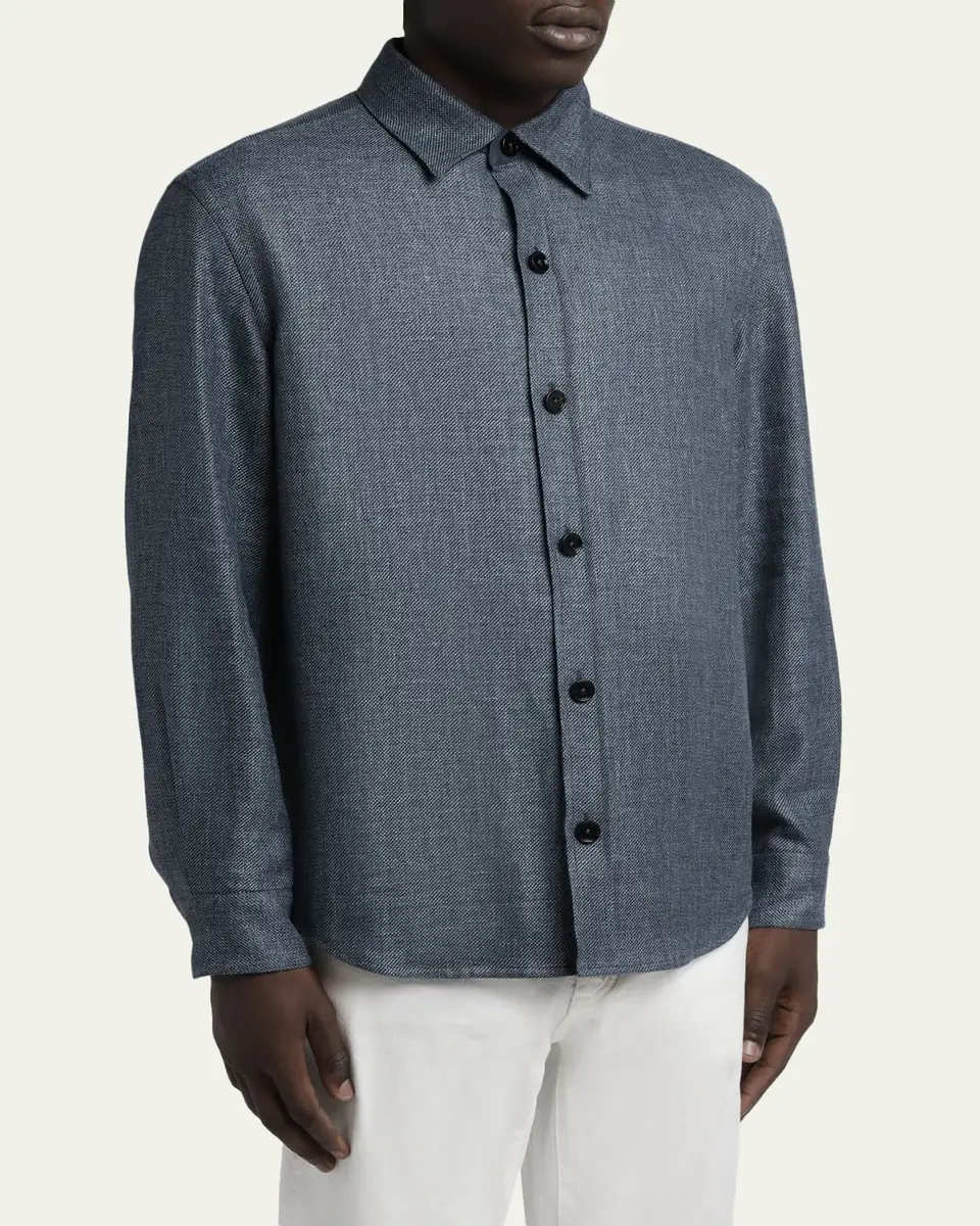 Zegna Men's Cashmere Linen and Silk Overshirt | Thumbnail 4 Zegna Men's Cashmere Linen and Silk Overshirt | Thumbnail 4