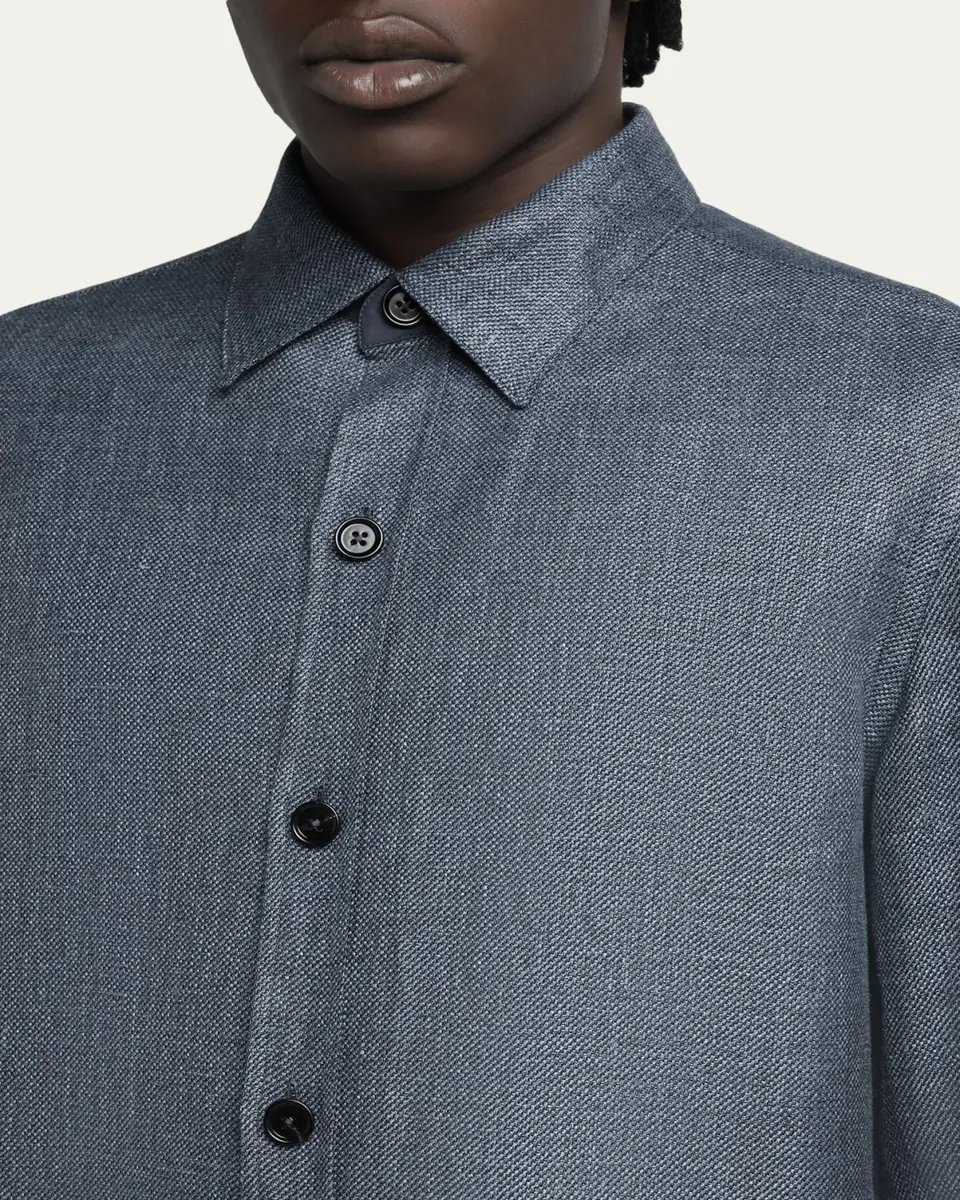 Zegna Men's Cashmere Linen and Silk Overshirt | Thumbnail 5 Zegna Men's Cashmere Linen and Silk Overshirt | Thumbnail 5