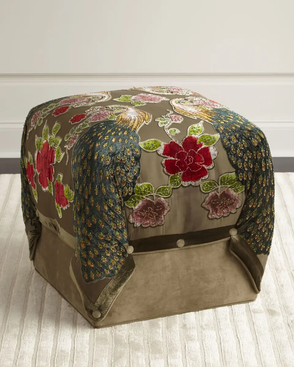 Haute House Peacock Cube Ottoman | Thumbnail 2
