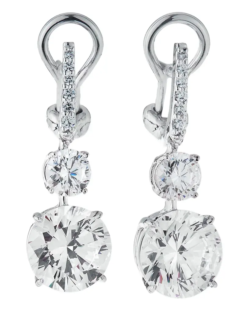 Fantasia by DeSerio 10.0 TCW Canary/Clear Cubic Zirconia Drop Earrings | Image 1 Fantasia by DeSerio 10.0 TCW Canary/Clear Cubic Zirconia Drop Earrings | Image 1