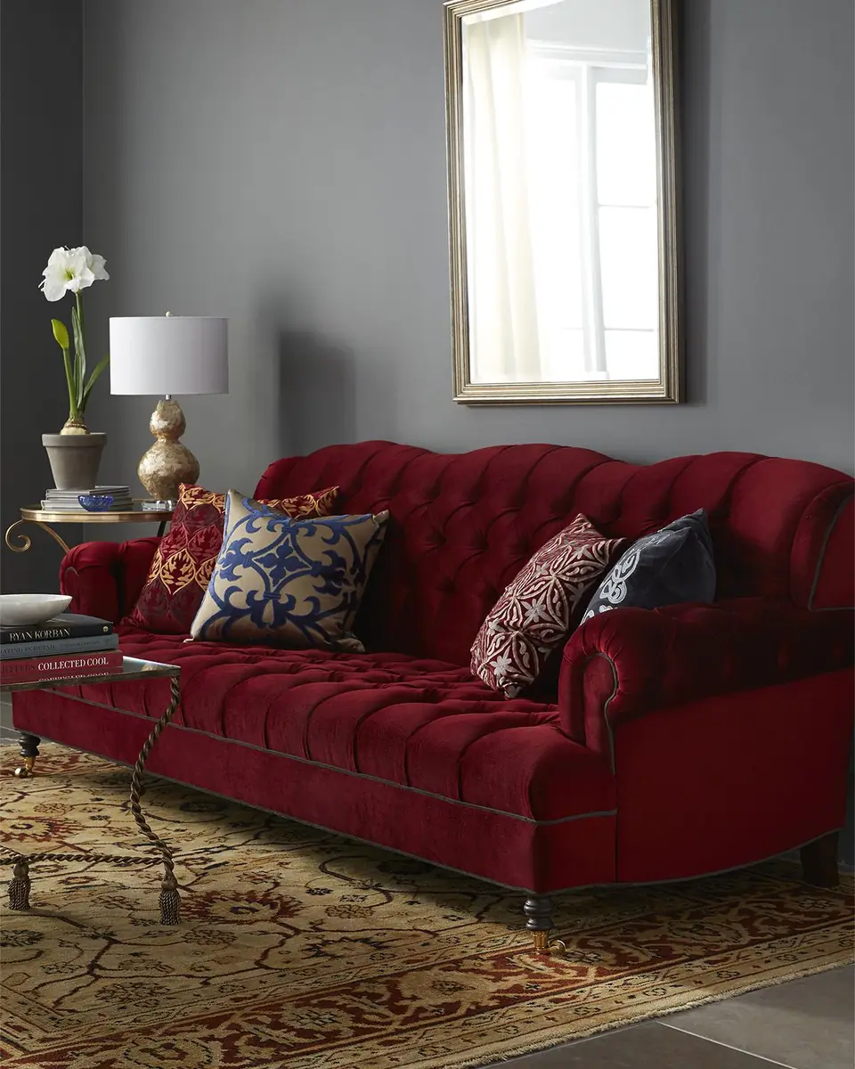 Haute House Mr. Smith Cranberry Tufted Sofa 94.5 ' | Thumbnail 2 Haute House Mr. Smith Cranberry Tufted Sofa 94.5 ' | Thumbnail 2