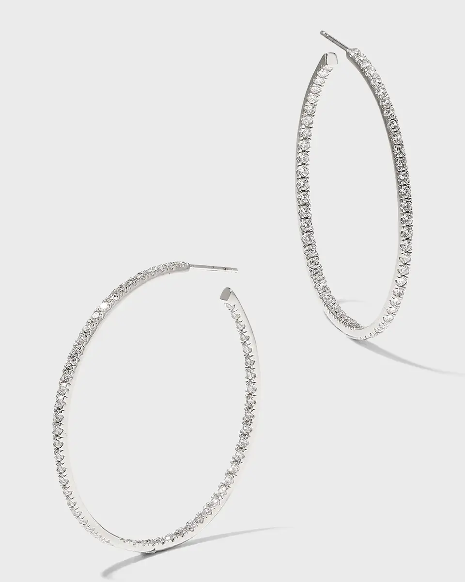 Fantasia by DeSerio 18K Gold-Plated Sterling Silver Cubic Zirconia Hoop Earrings | Thumbnail 3 Fantasia by DeSerio 18K Gold-Plated Sterling Silver Cubic Zirconia Hoop Earrings | Thumbnail 3