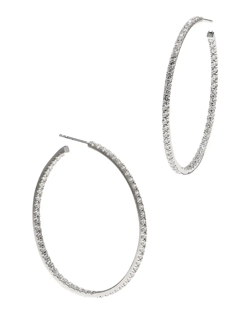 Fantasia by DeSerio 18K Gold-Plated Sterling Silver Cubic Zirconia Hoop Earrings | Image 1 Fantasia by DeSerio 18K Gold-Plated Sterling Silver Cubic Zirconia Hoop Earrings | Image 1