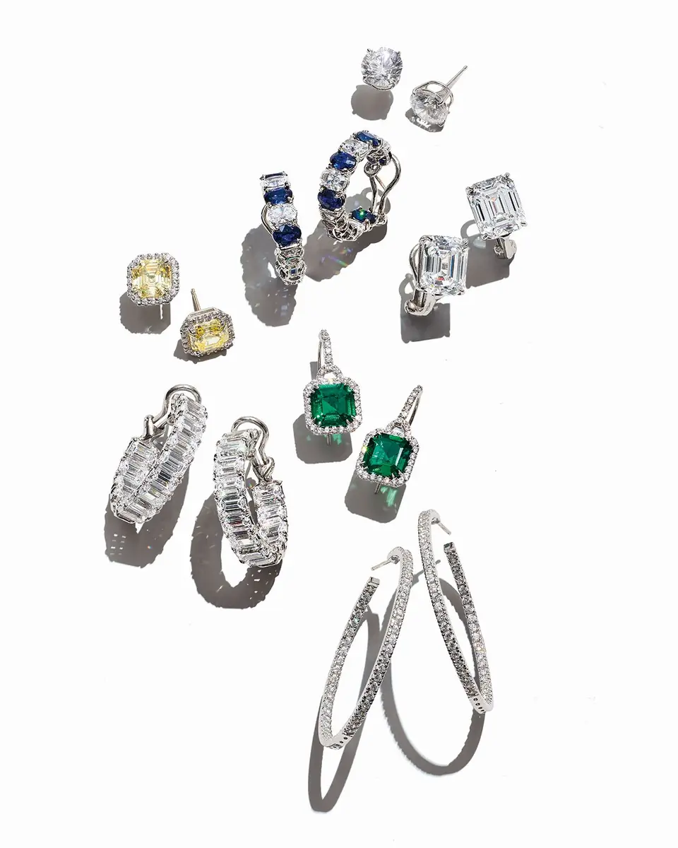 Fantasia by DeSerio Lab Grown Emerald Cubic Zirconia Drop Earrings | Thumbnail 3
