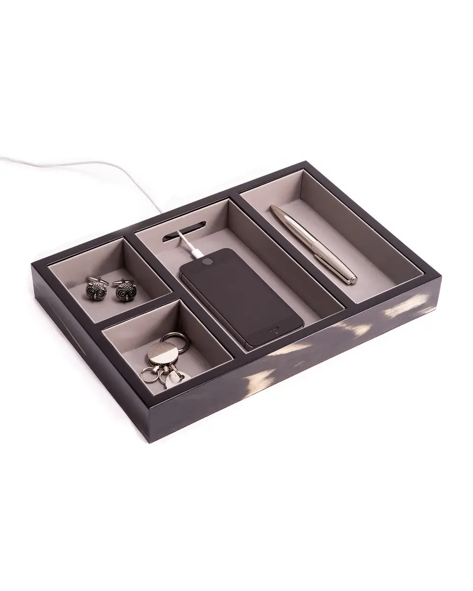 Bey-Berk Lacquered Burl Wood Open Valet Tray | Thumbnail 2