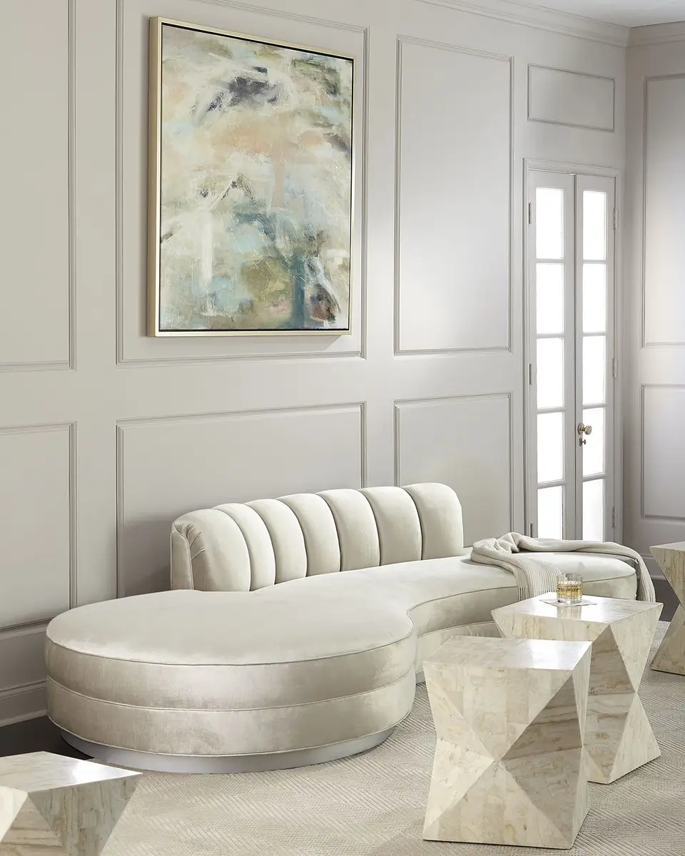 Haute House Layla Channel Tufted Curved Sofa 121" | Thumbnail 3 Haute House Layla Channel Tufted Curved Sofa 121" | Thumbnail 3