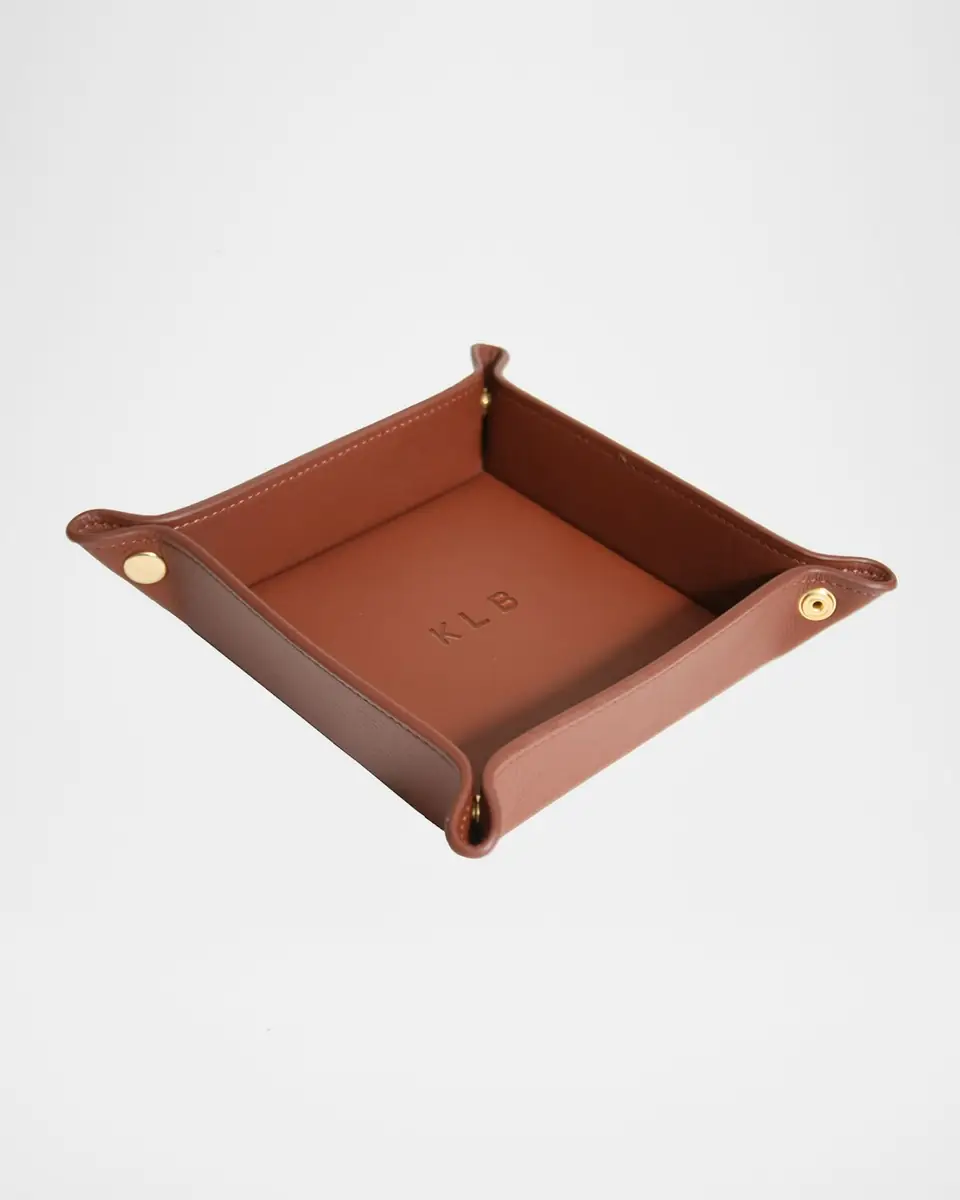 Royce New York Monogrammed Leather Catchall Valet Tray | Thumbnail 4