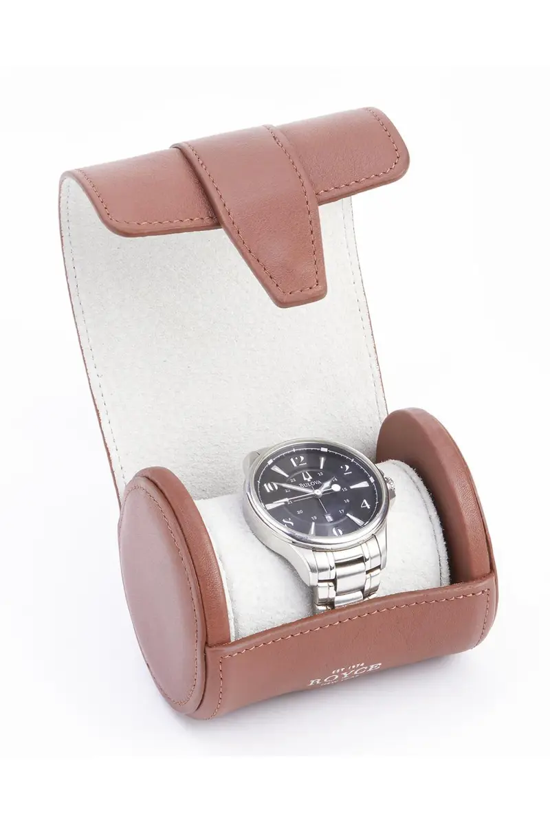 Royce New York Monogrammed Leather Travel Watch Roll, Personalized | Thumbnail 5
