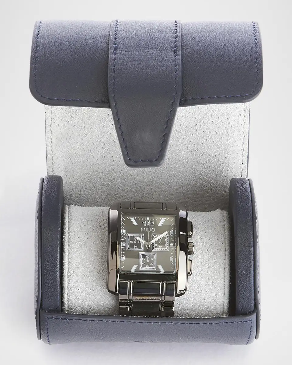 Royce New York Monogrammed Leather Travel Watch Roll, Personalized | Thumbnail 2