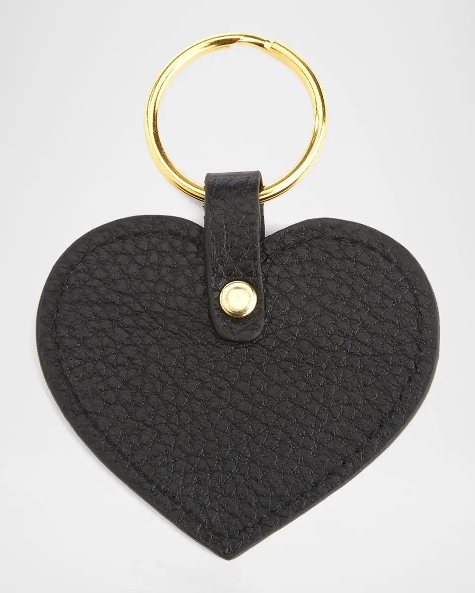 Royce New York Monogrammed Leather Heart-Shaped Key Chain, Personalized | Thumbnail 4