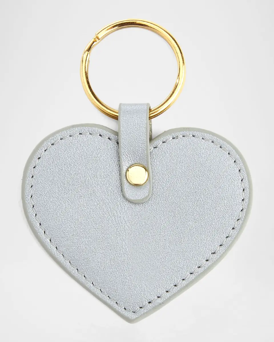 Royce New York Monogrammed Leather Heart-Shaped Key Chain, Personalized | Thumbnail 4