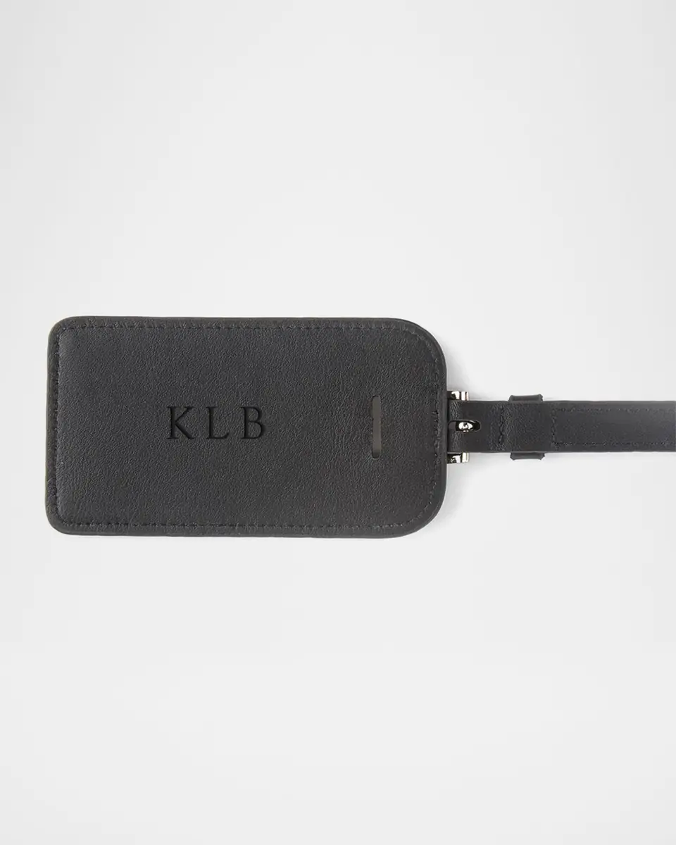 Royce New York Monogrammed Leather Luggage Tag | Thumbnail 5