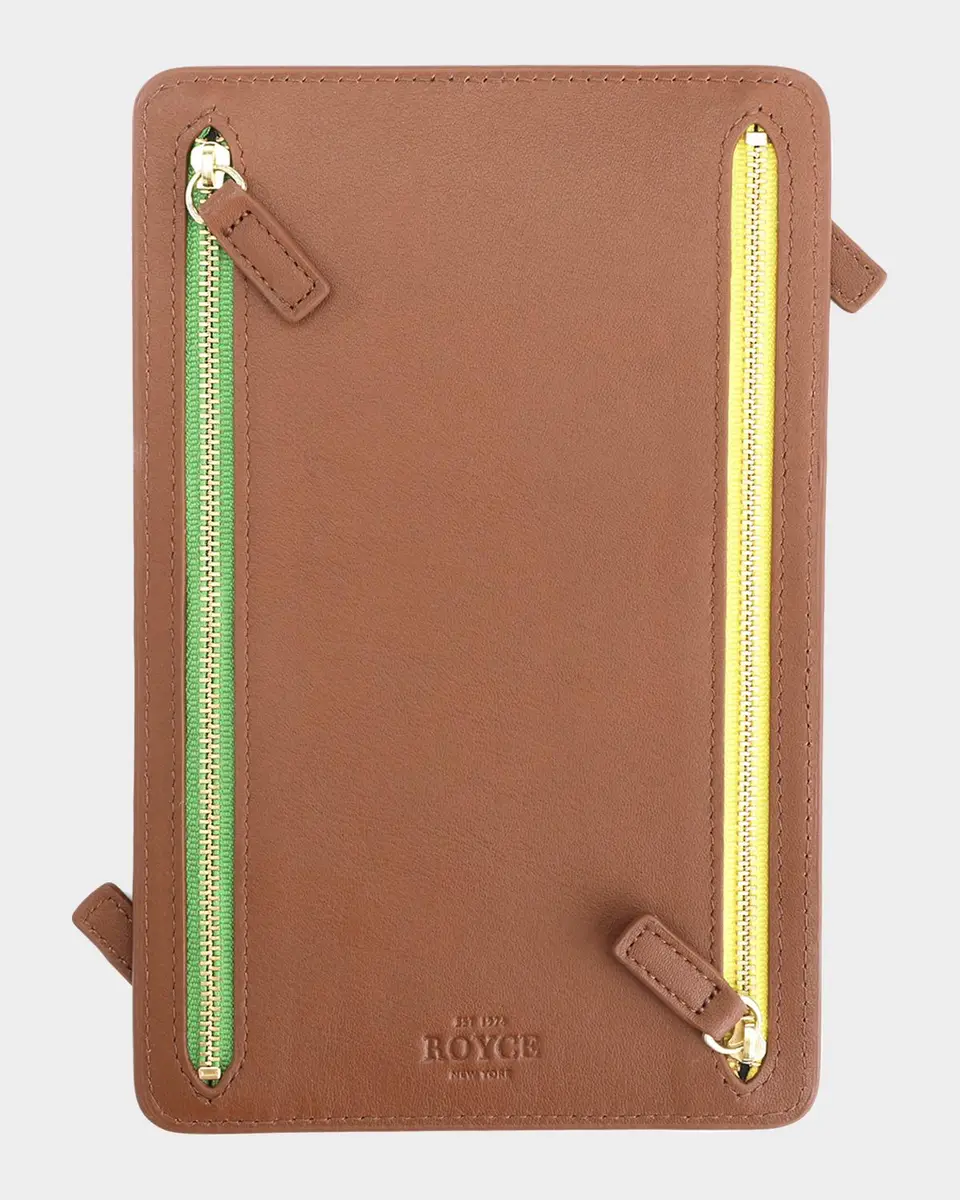 Royce New York Monogrammed Leather RFID Blocking Foup Zip Travel Organizer | Thumbnail 2