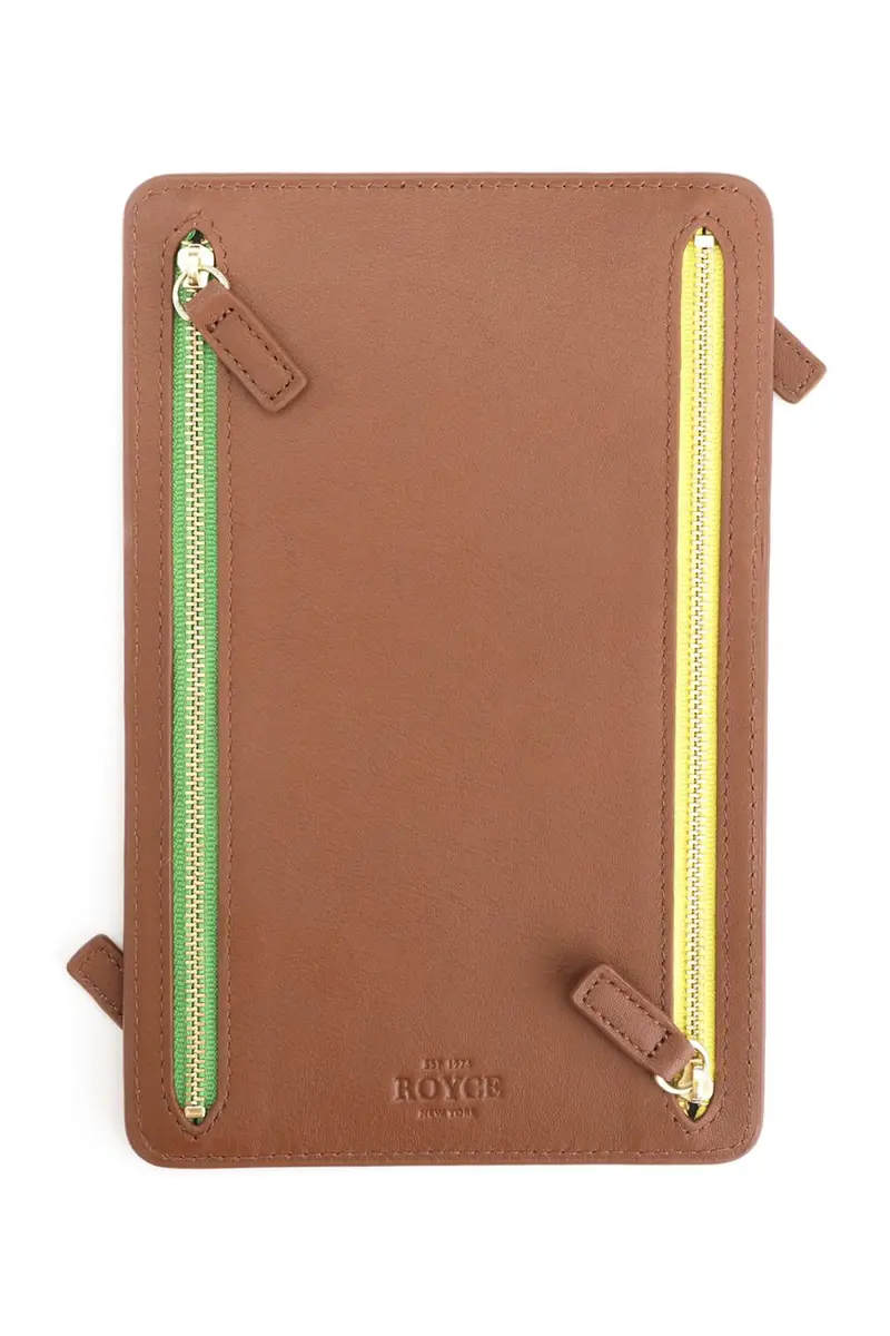 Royce New York Monogrammed Leather RFID Blocking Foup Zip Travel Organizer | Thumbnail 4