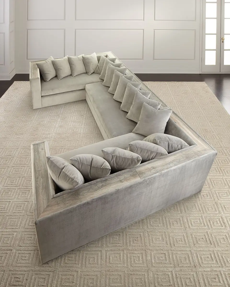 Haute House Donovan Tile Trimmed Sectional Sofa with 17 Pillows | Thumbnail 2