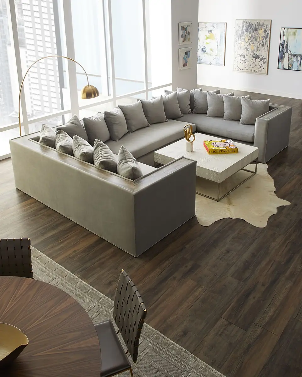 Haute House Donovan Tile Trimmed Sectional Sofa with 17 Pillows | Thumbnail 3