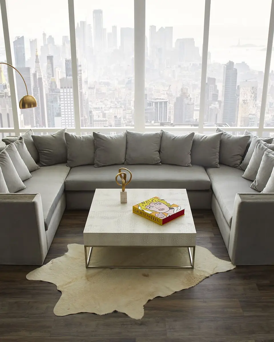 Haute House Donovan Tile Trimmed Sectional Sofa with 17 Pillows | Thumbnail 4