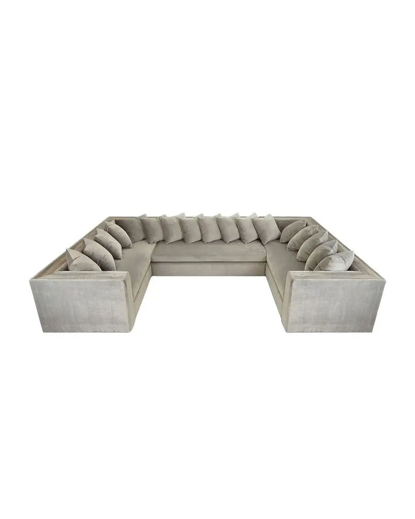 Haute House Donovan Tile Trimmed Sectional Sofa with 17 Pillows | Image 1 Haute House Donovan Tile Trimmed Sectional Sofa with 17 Pillows | Image 1