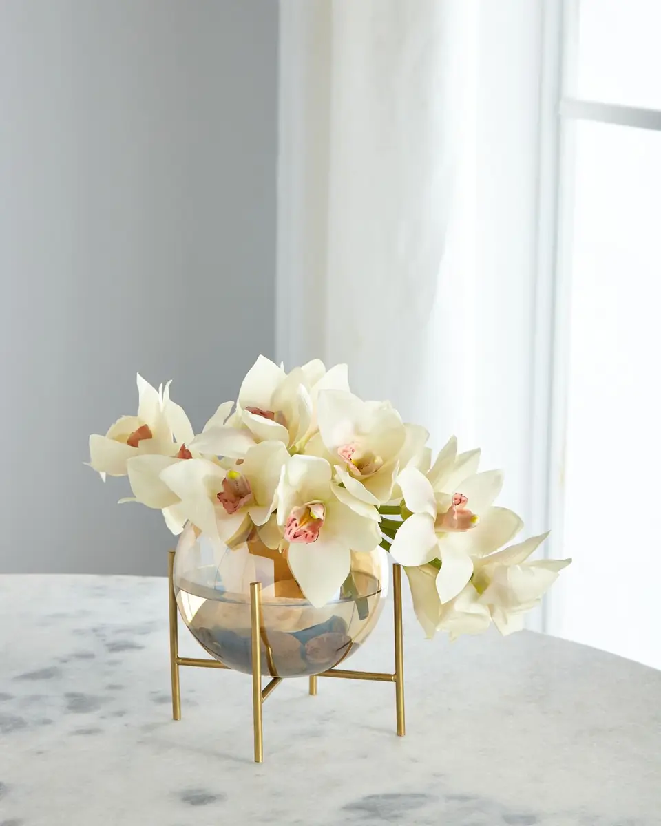 John-Richard Collection Cymbidium Orchid Glow in Glass Bowl | Image 1 John-Richard Collection Cymbidium Orchid Glow in Glass Bowl | Image 1