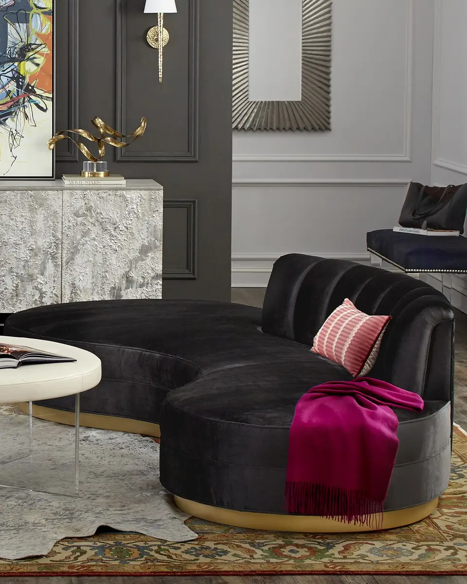 Haute House Layla Channel Tufted Curved Sofa 121" | Thumbnail 4 Haute House Layla Channel Tufted Curved Sofa 121" | Thumbnail 4
