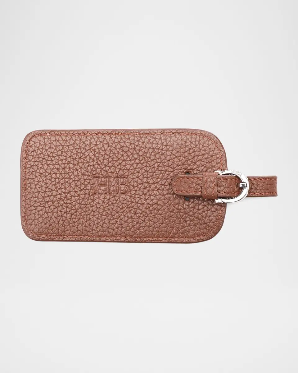 Royce New York Monogrammed Leather Luggage Tag | Thumbnail 3