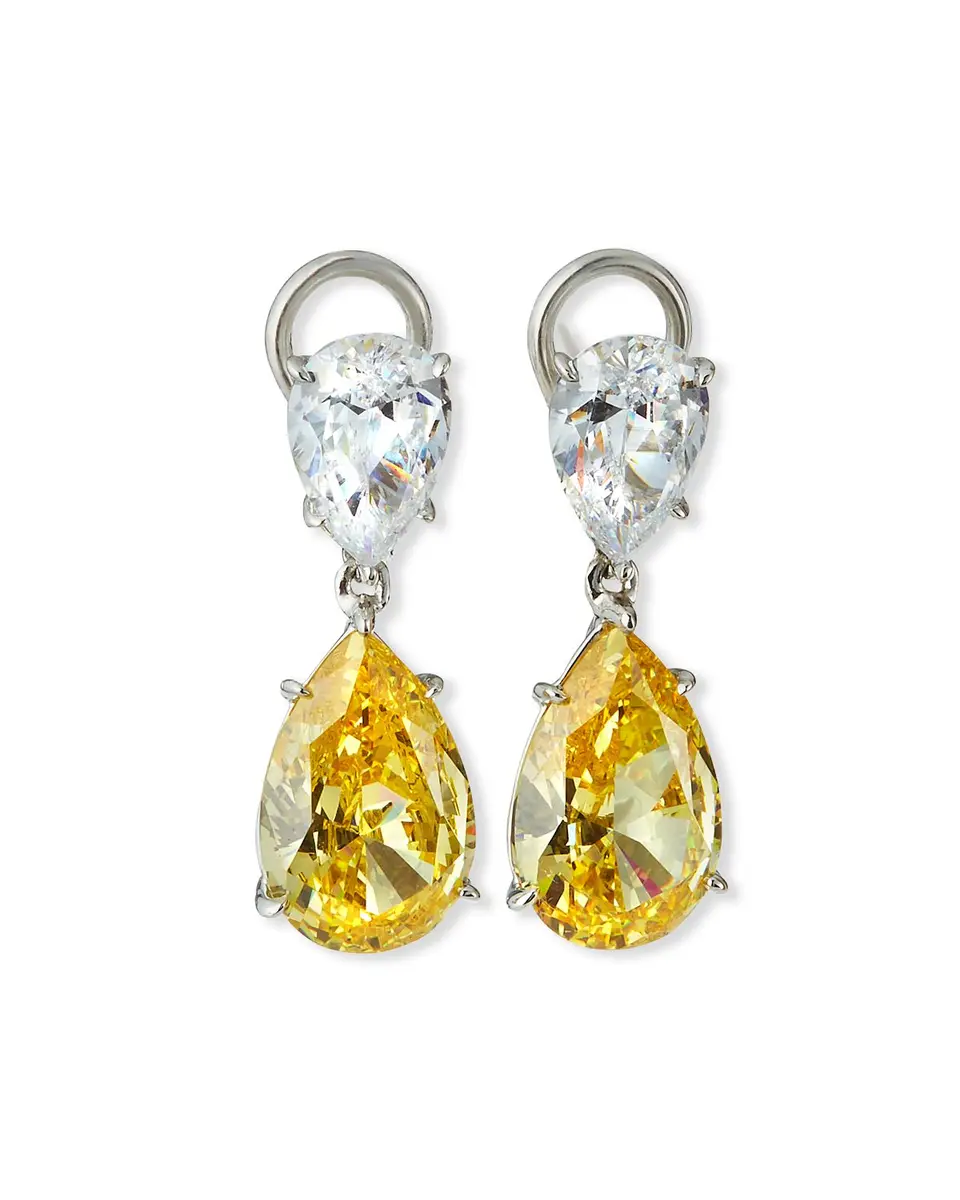 Fantasia by DeSerio Double-Teardrop Cubic Zirconia Earrings | Image 1 Fantasia by DeSerio Double-Teardrop Cubic Zirconia Earrings | Image 1