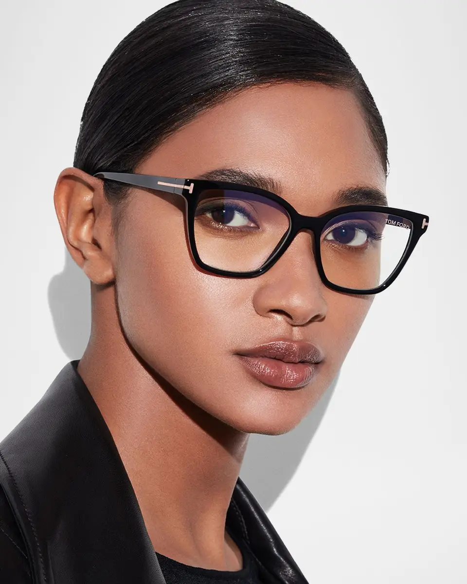 TOM FORD Square Blue-Block Optical Frames w/ Two Magnetic Sunglasses Clips | Thumbnail 2