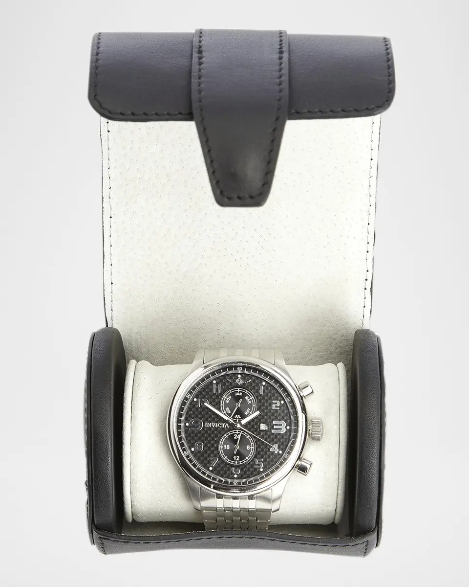 Royce New York Monogrammed Leather Travel Watch Roll, Personalized | Thumbnail 2