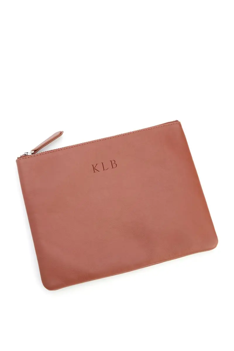 Royce New York Monogrammed Leather Zuppered Travel Organizer Pouch | Thumbnail 4