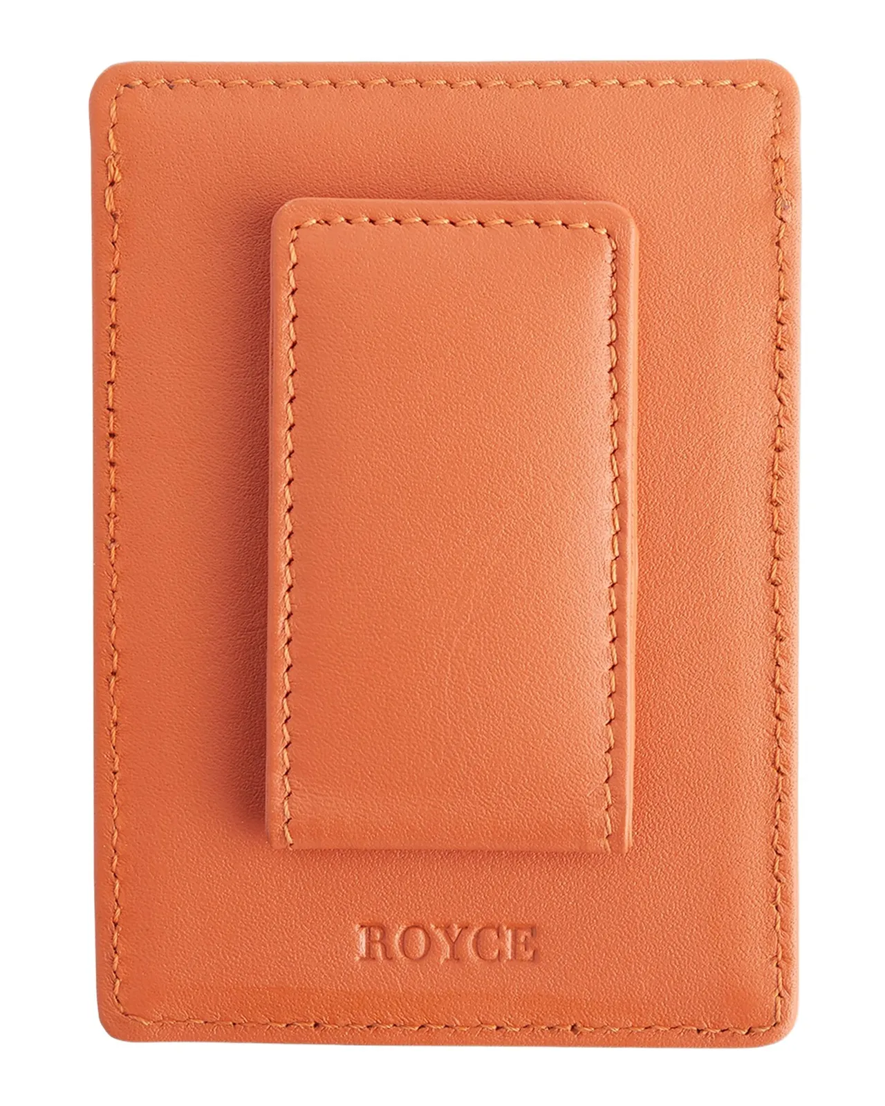 Royce New York Monogrammed Leather Magnetic Money Clip Wallet, Personalized