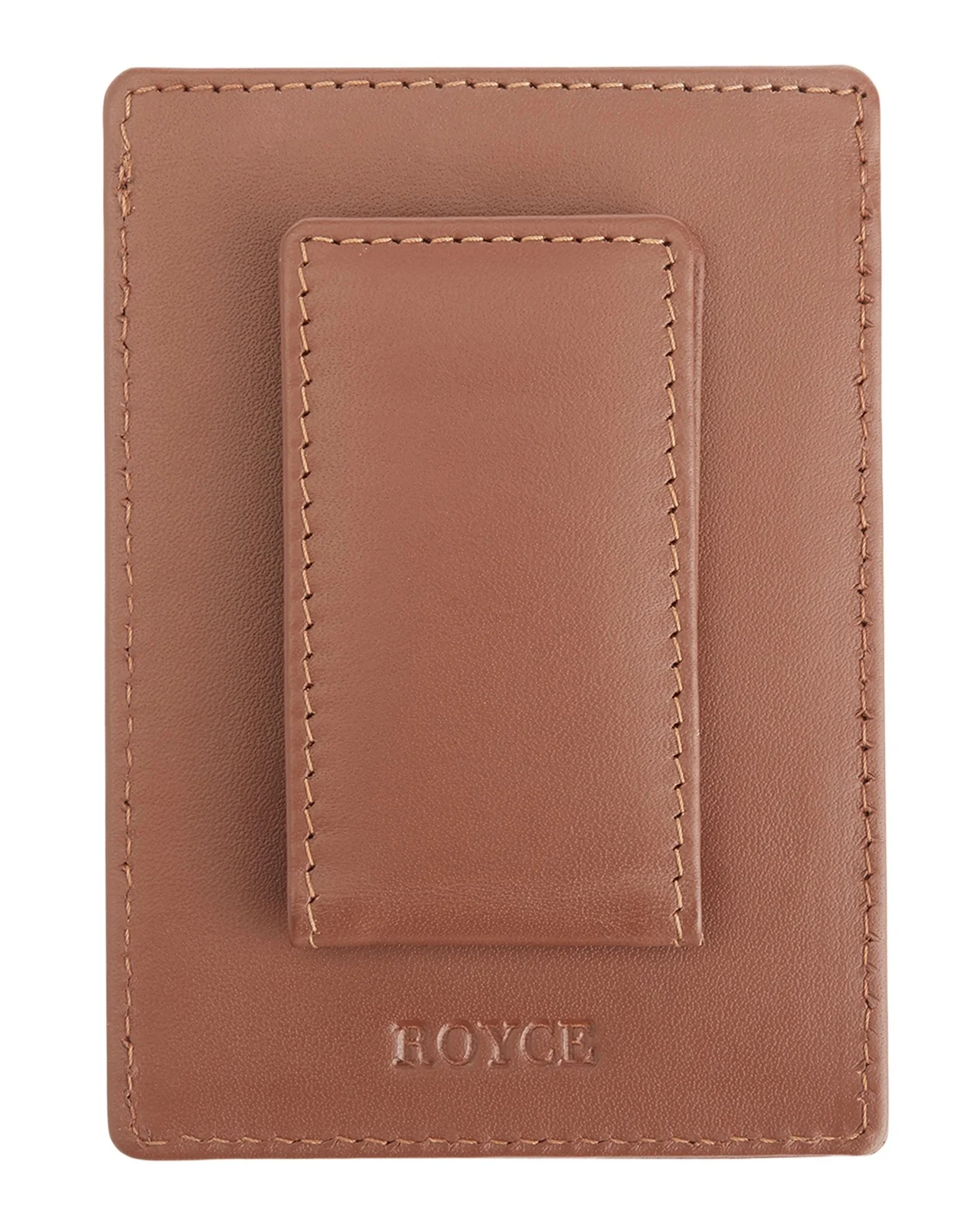 Royce New York Monogrammed Leather Magnetic Money Clip Wallet, Personalized