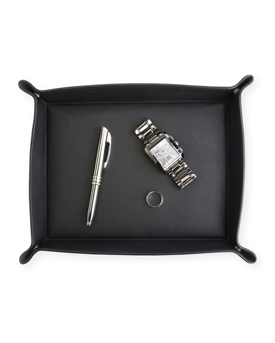 Royce New York Monogrammed Large Catchall Leather Valet Tray, Personalized | Thumbnail 2 Royce New York Monogrammed Large Catchall Leather Valet Tray, Personalized | Thumbnail 2