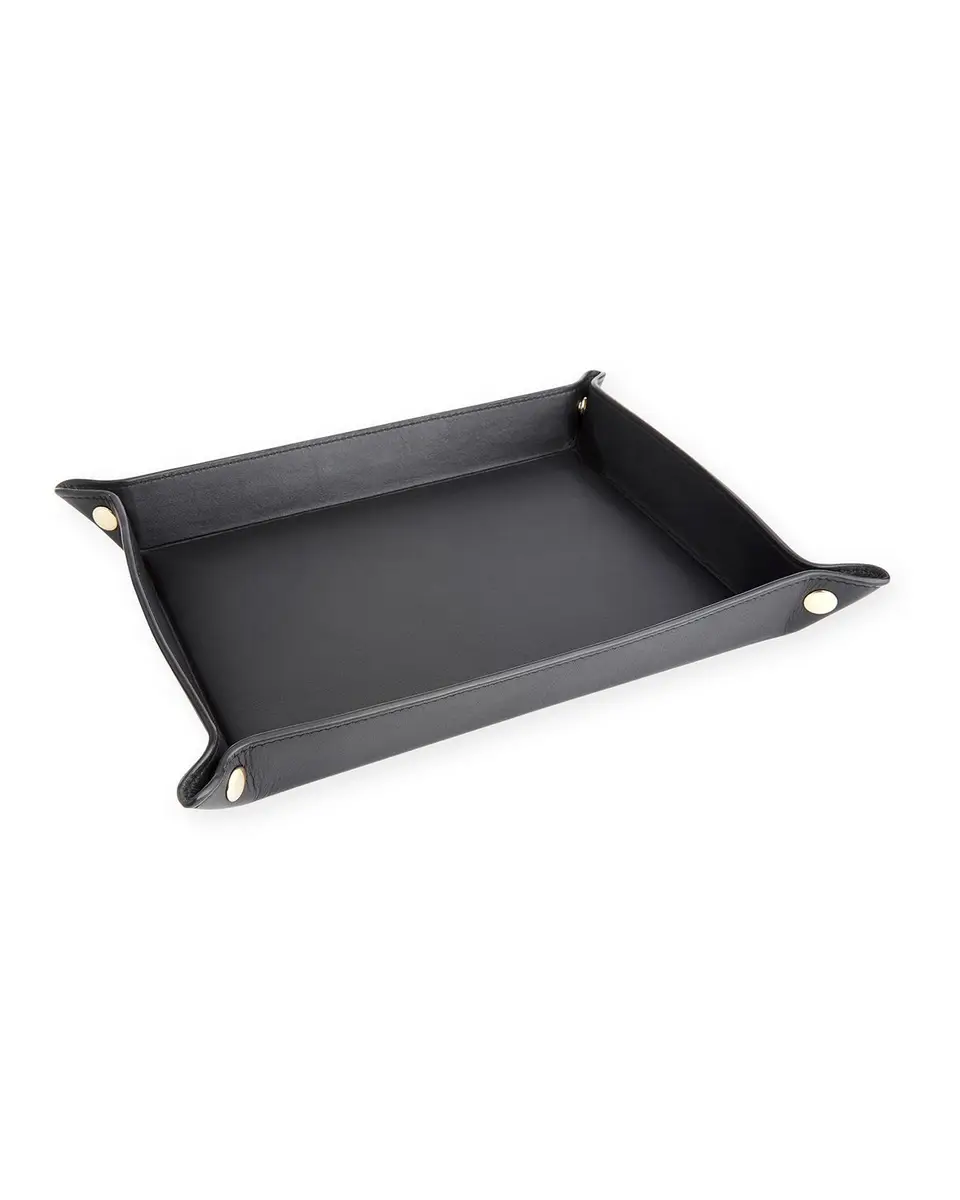 Royce New York Monogrammed Large Catchall Leather Valet Tray, Personalized