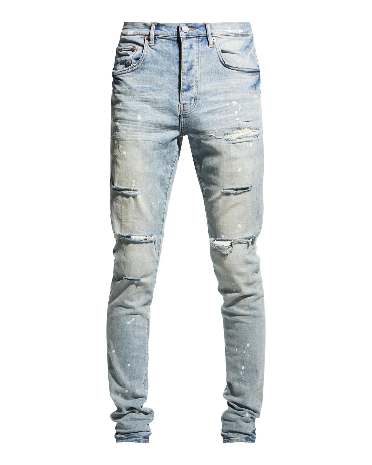 Men's Distressed Light-Wash Paint Jeans Men's Distressed Light-Wash Paint Jeans